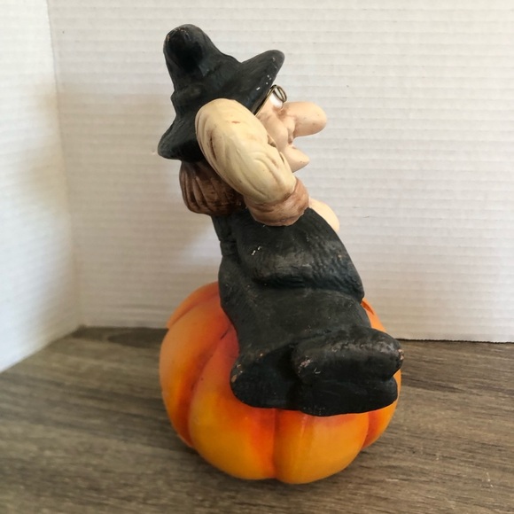 Vtg Halloween Witch and Jack O’Lantern Candle Holder - Picture 7 of 16